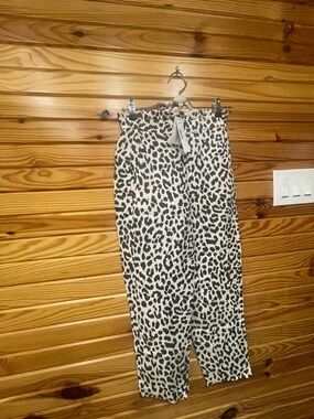 J. Crew Black and White Leopard Print Straight-Leg Pants